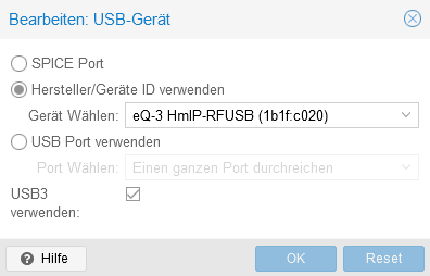 Proxmox RaspberryMatic VM USB Gerät.PNG